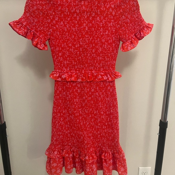 Likely Floral form fitted Pink & Red mini dress short sleeve - Picture 2 of 3